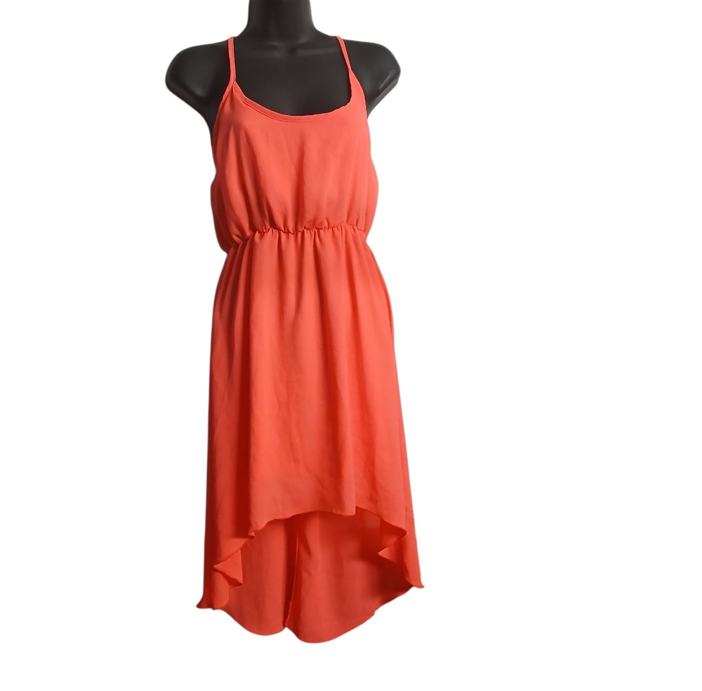 Bella D Women Elegant Coral high low Sleeveless Dress Size Medium